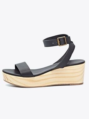 Nisolo Sarita wooden wedge ankle strap ethically made platform sandals size 10
